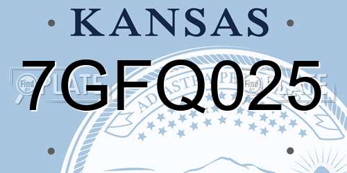 7GFQ025 Kansas License Plate