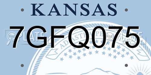 7GFQ075 Kansas License Plate
