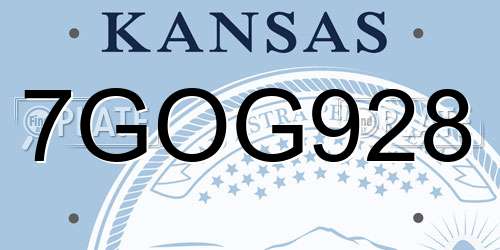 7GOG928 Kansas License Plate