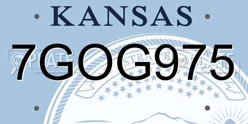 7GOG975 Kansas License Plate