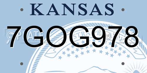 7GOG978 Kansas License Plate