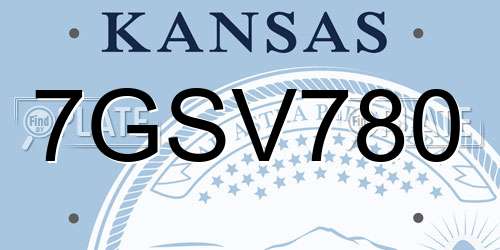 7GSV780 Kansas License Plate