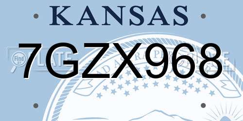 7GZX968 Kansas License Plate