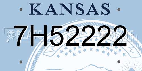 7H52222 Kansas License Plate
