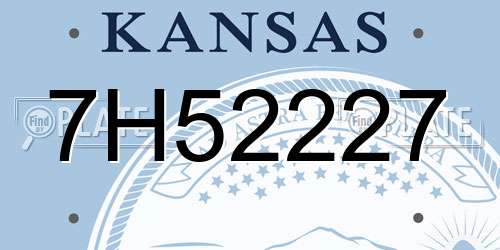 7H52227 Kansas License Plate