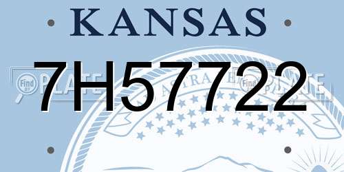 7H57722 Kansas License Plate