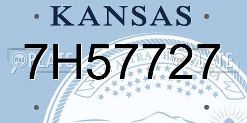 7H57727 Kansas License Plate