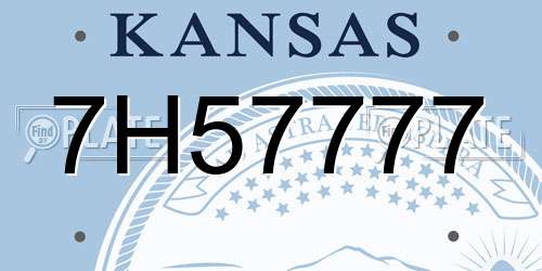 7H57777 Kansas License Plate