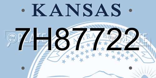 7H87722 Kansas License Plate