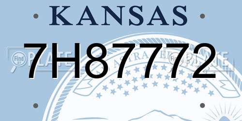 7H87772 Kansas License Plate