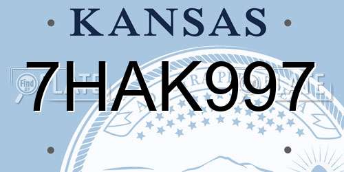 7HAK997 Kansas License Plate