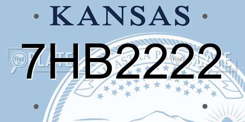 7HB2222 Kansas License Plate