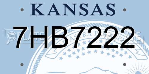 7HB7222 Kansas License Plate