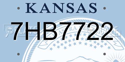 7HB7722 Kansas License Plate