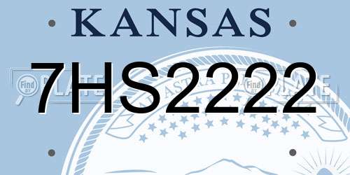 7HS2222 Kansas License Plate