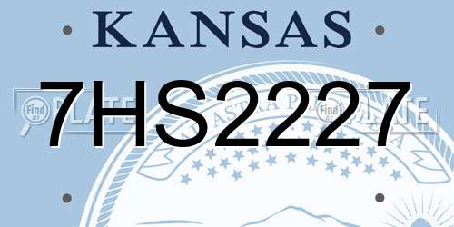 7HS2227 Kansas License Plate