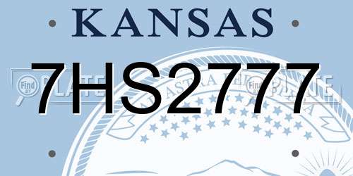 7HS2777 Kansas License Plate