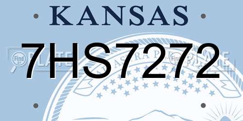 7HS7272 Kansas License Plate