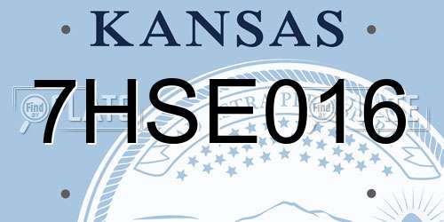 7HSE016 Kansas License Plate
