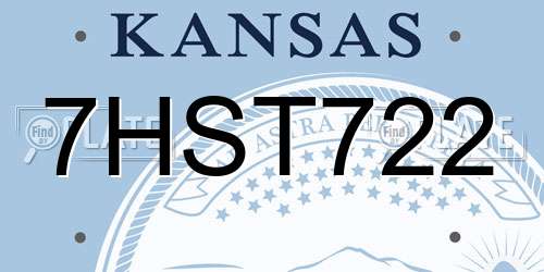 7HST722 Kansas License Plate