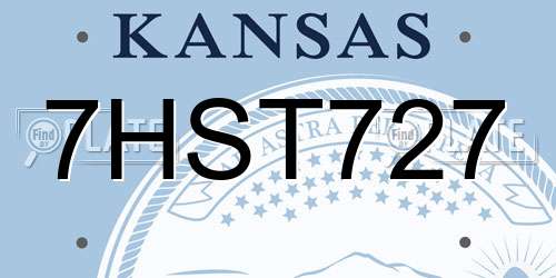 7HST727 Kansas License Plate