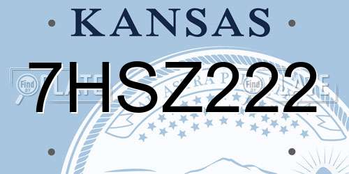 7HSZ222 Kansas License Plate