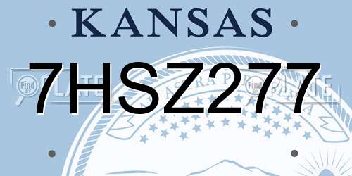 7HSZ277 Kansas License Plate