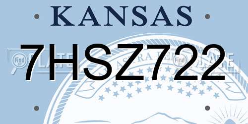 7HSZ722 Kansas License Plate