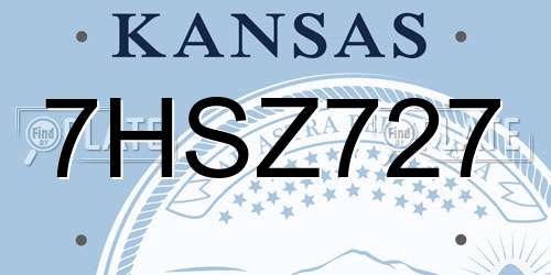 7HSZ727 Kansas License Plate