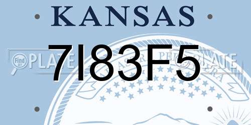 7I83F5 Kansas License Plate