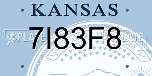 7I83F8 Kansas License Plate