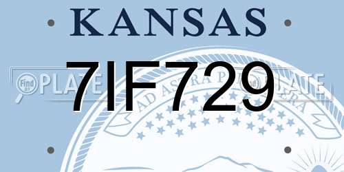 7IF729 Kansas License Plate