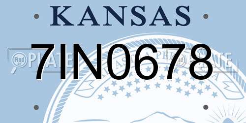 7IN0678 Kansas License Plate