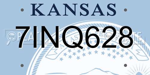 7INQ628 Kansas License Plate