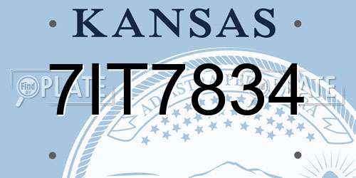 7IT7834 Kansas License Plate