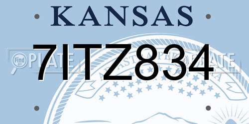 7ITZ834 Kansas License Plate