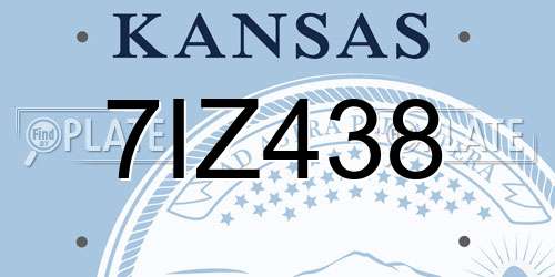 7IZ438 Kansas License Plate