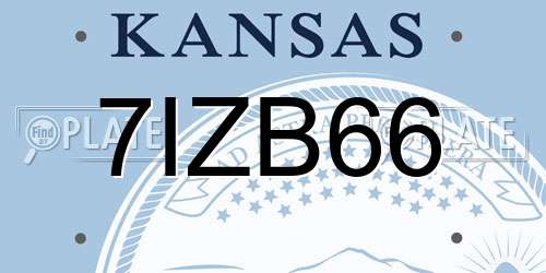 7IZB66 Kansas License Plate