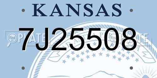 7J25508 Kansas License Plate