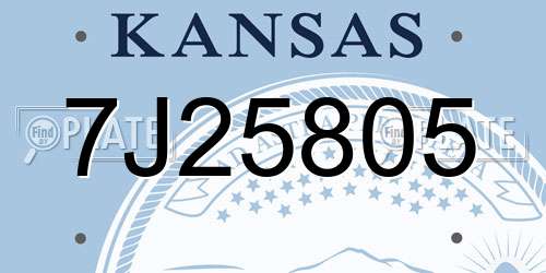 7J25805 Kansas License Plate