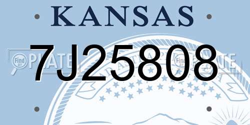 7J25808 Kansas License Plate