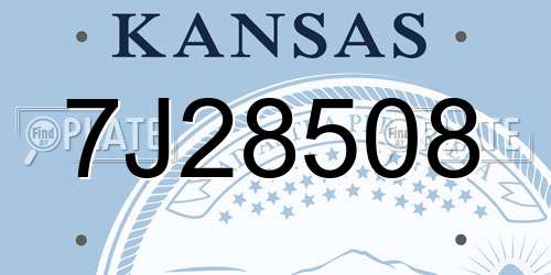 7J28508 Kansas License Plate