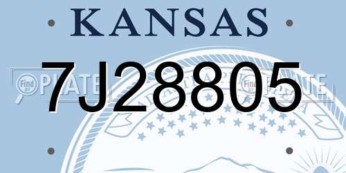 7J28805 Kansas License Plate