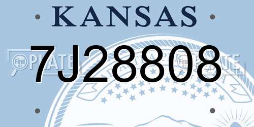 7J28808 Kansas License Plate