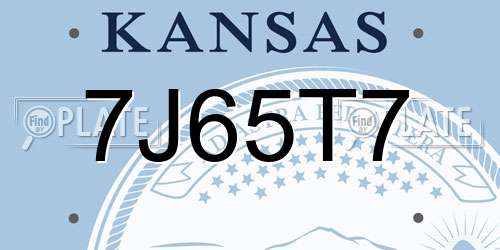 7J65T7 Kansas License Plate