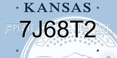 7J68T2 Kansas License Plate
