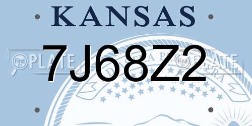 7J68Z2 Kansas License Plate