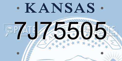 7J75505 Kansas License Plate