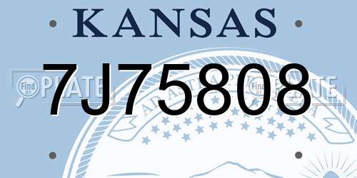 7J75808 Kansas License Plate