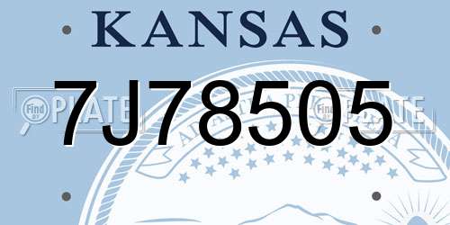 7J78505 Kansas License Plate